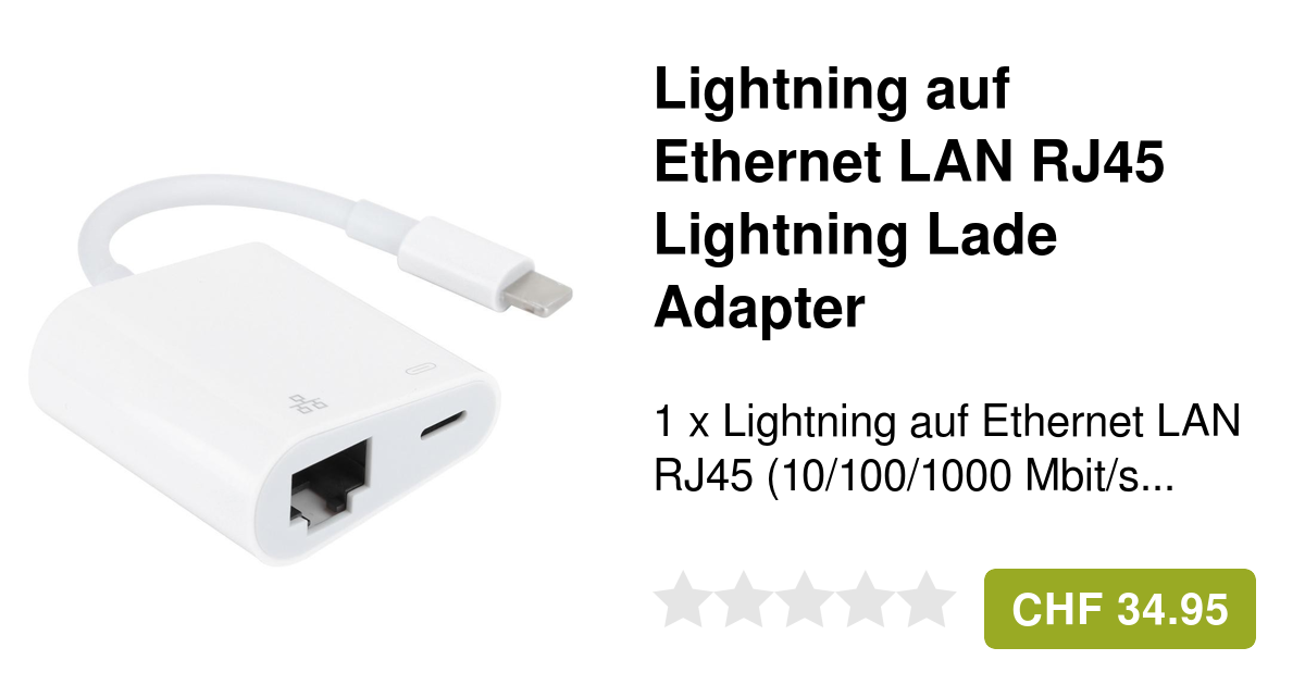 Lightning auf LAN + Lightning Adapter bis 1000Mbit/s