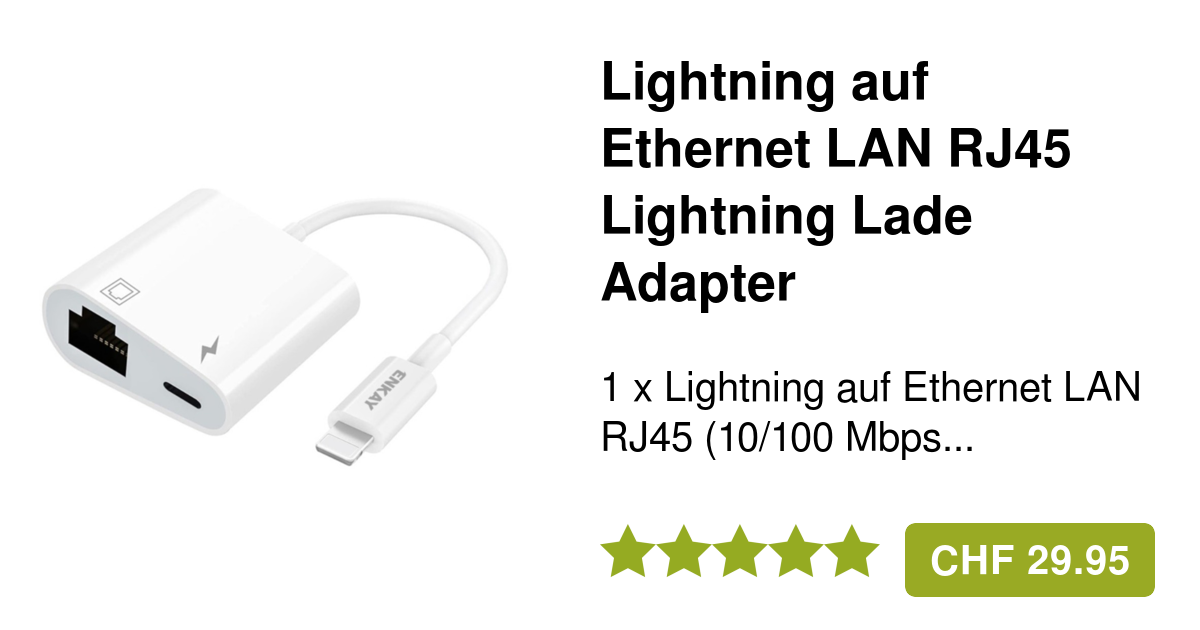 Lightning auf Ethernet LAN + Lightning Lade Adapter