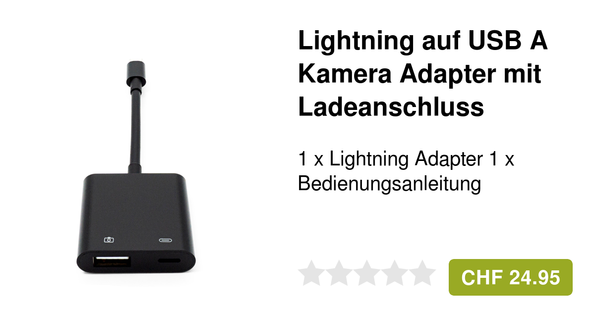 Lightning auf USB Kamera Adapter Lightning Schwarz