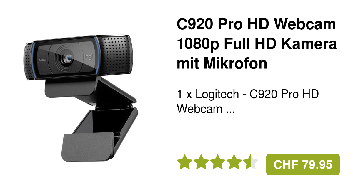 Logitech C920 Pro HD Webcam 1080p Full HD Kamera
