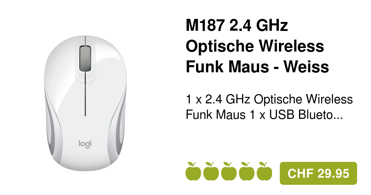 Logitech - M187 Wireless Weiss Optische Maus Funk 
