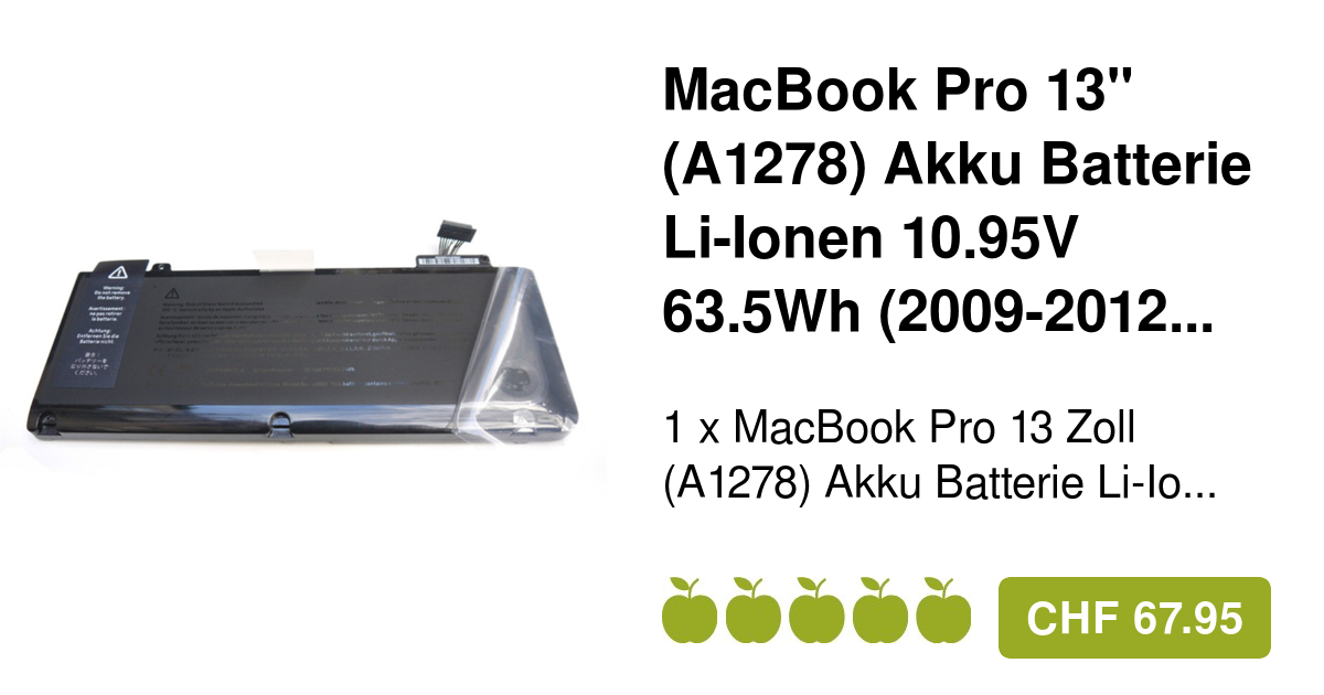 Akku Für Macbook Pro 13 Zoll Mitte 2009 www.apfelkiste.ch