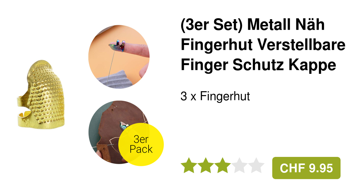 Metall Fingerhut Finger Schutz Kappe Mercerie Gold
