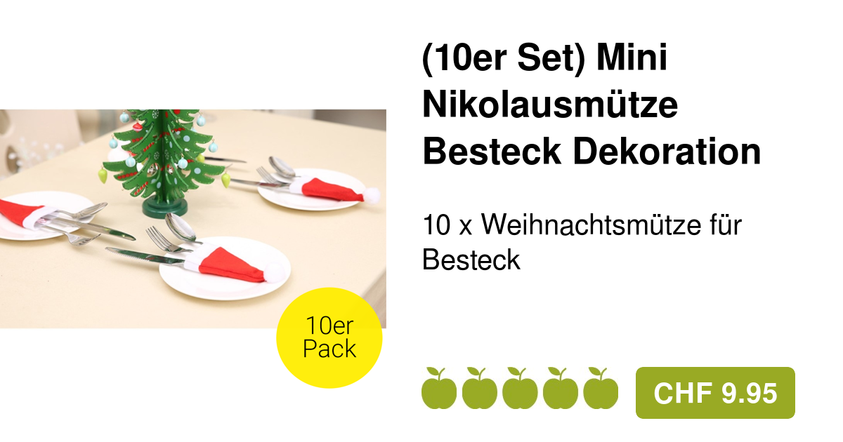 set de 10 mini bonnets de Père Noël rouges/blancs