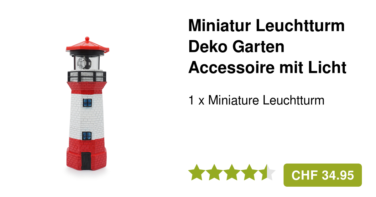 Miniatur Leuchtturm Garten Accessoire mit Licht