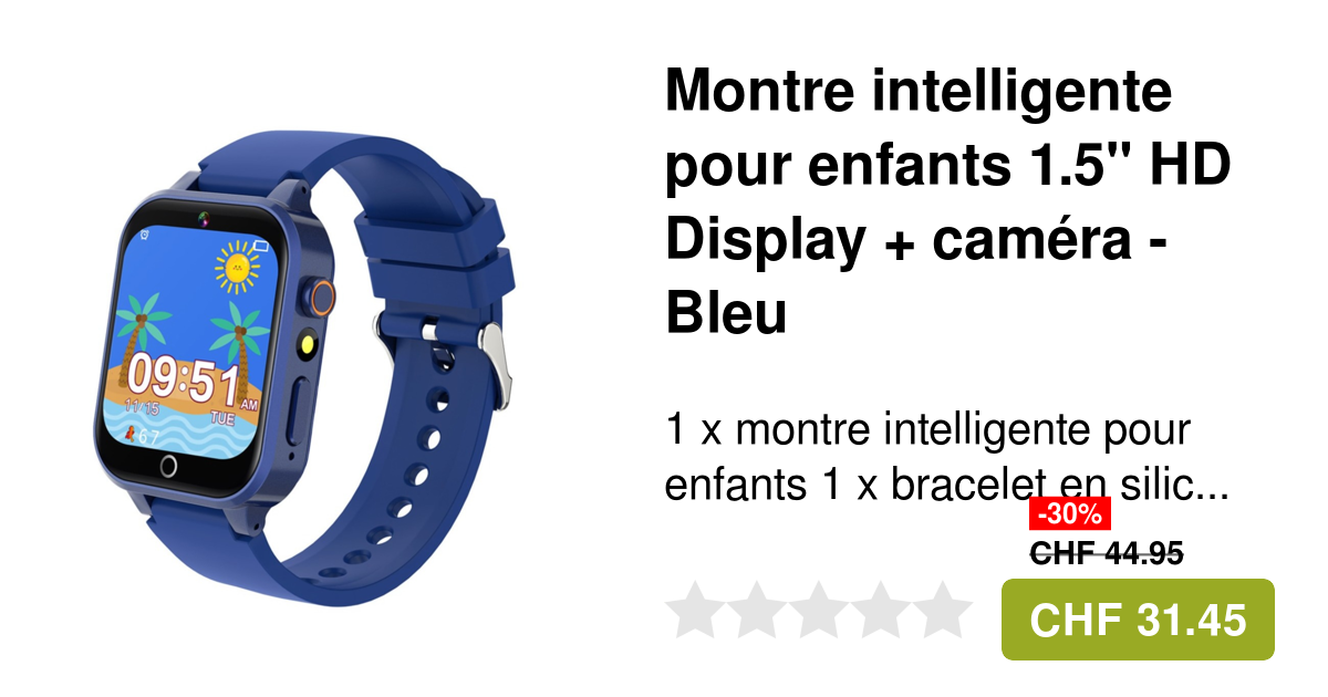 Montre intelligente pour enfants HD Display avec caméra bleue