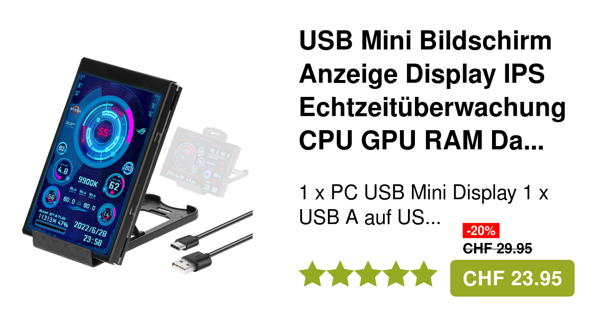 USB Mini IPS Bildschirm Anzeige GPU CPU PC Display