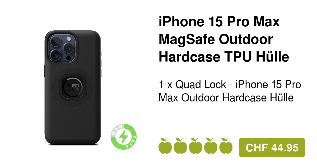 Quad Lock iPhone 15 Pro Max MagSafe Outdoor Hülle Schwarz