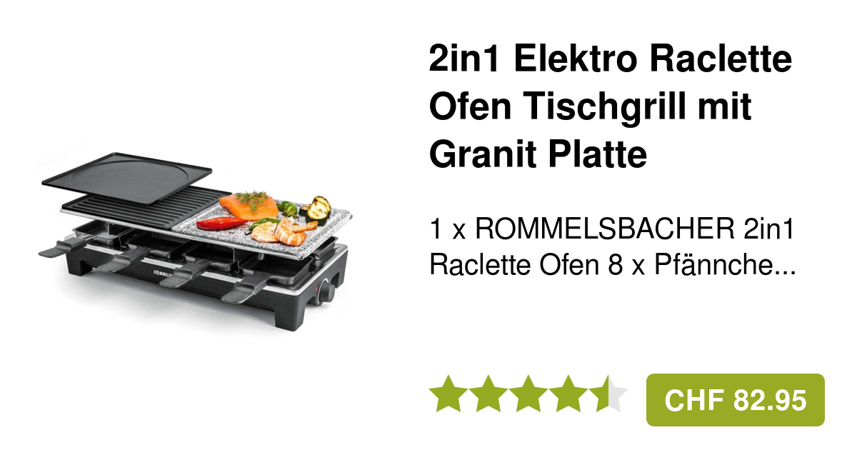 Raclette Rommelsbacher RCC 1500 - Piastra In Ghisa, 8 Padelline, 1500W, Cromato - Foto 11