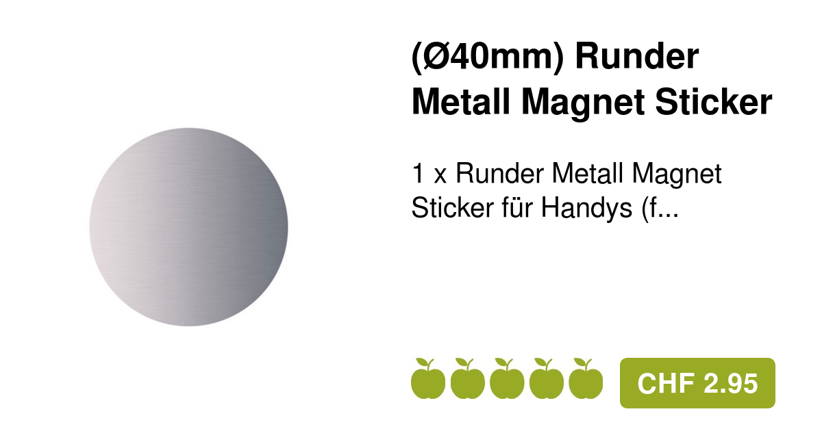 Runder Metall Magnet Sticker für Handys 40mm Silber