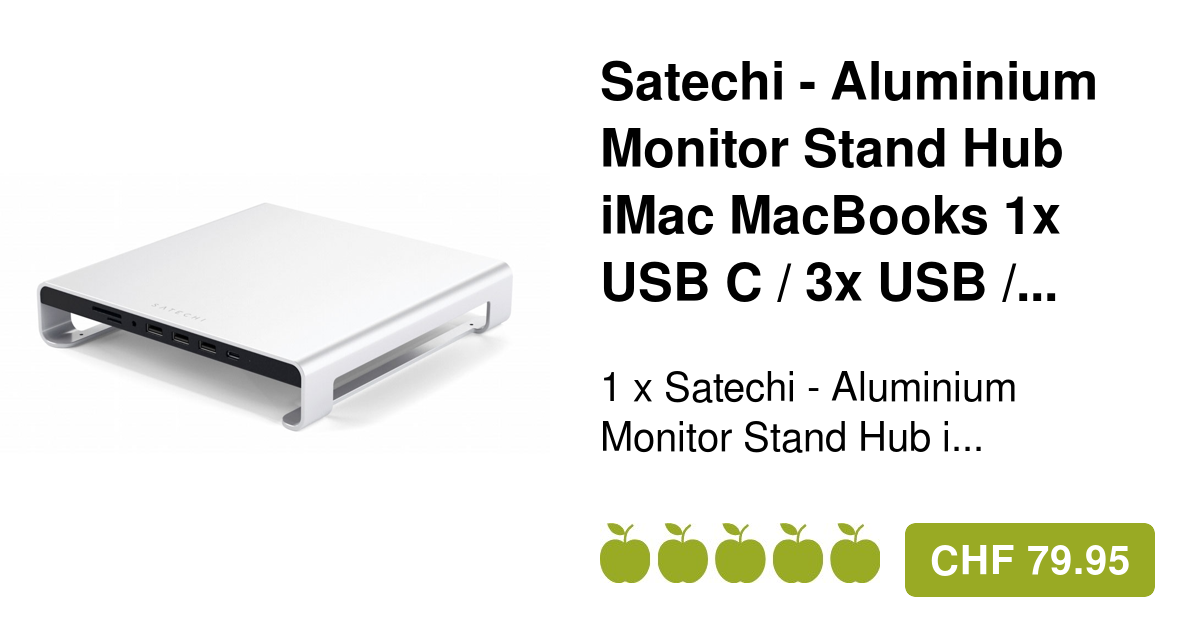 Satechi Alu Monitor Stand Hub iMac STAMSHS Silber