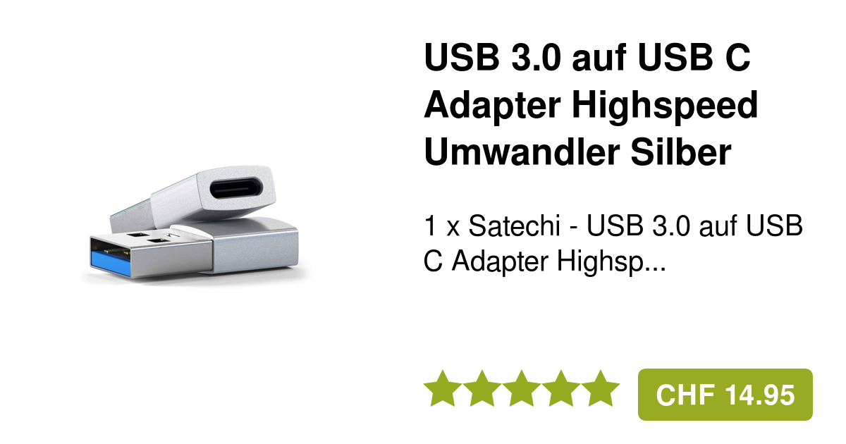 Satechi Convertisseur USB 3.0 vers USB C Argent