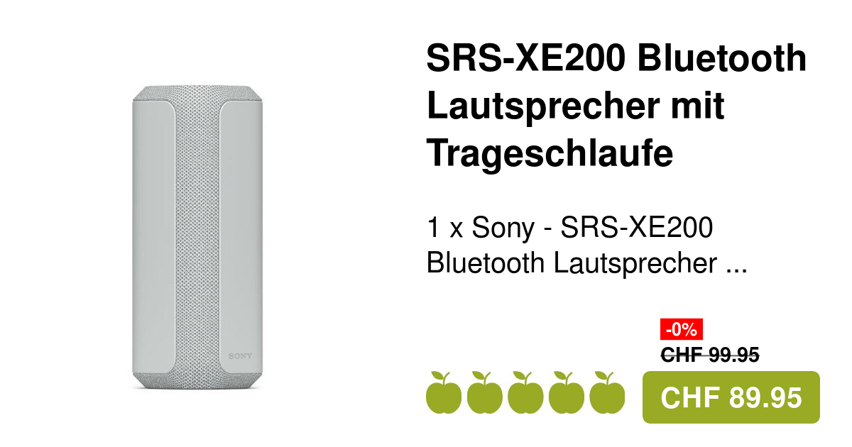 Lautsprecher Bluetooth Sony IP67 Hellgrau SRS-XE200