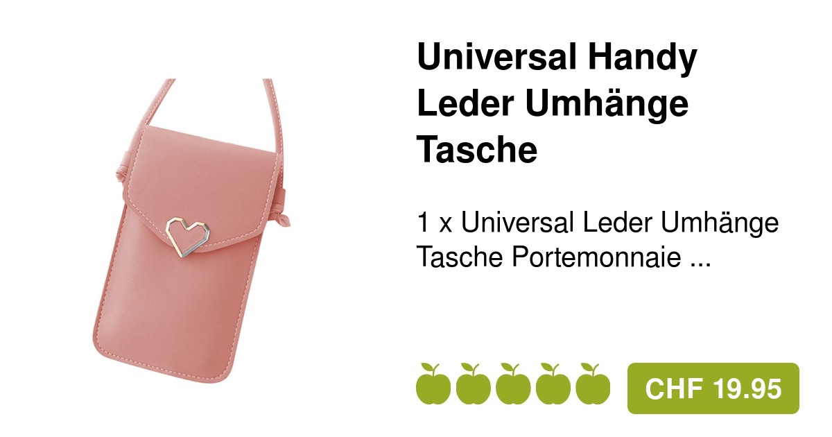 Universal Leder Umhänge Tasche Sichtfenster Rosa