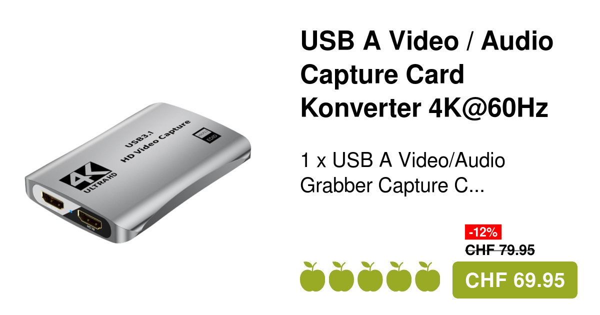 Carte de capture vidéo USB A HDMI / jack 3,5 mm 4K60Hz