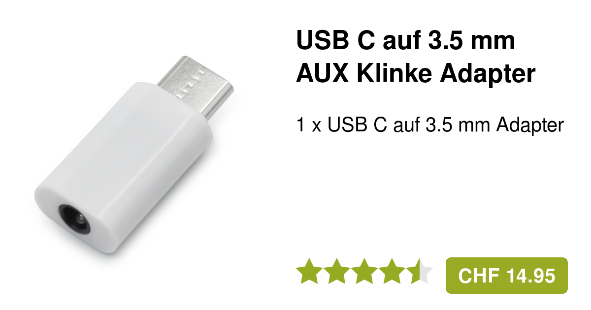 USB C Adapter auf 3.5 mm Klinke AUX in Silber