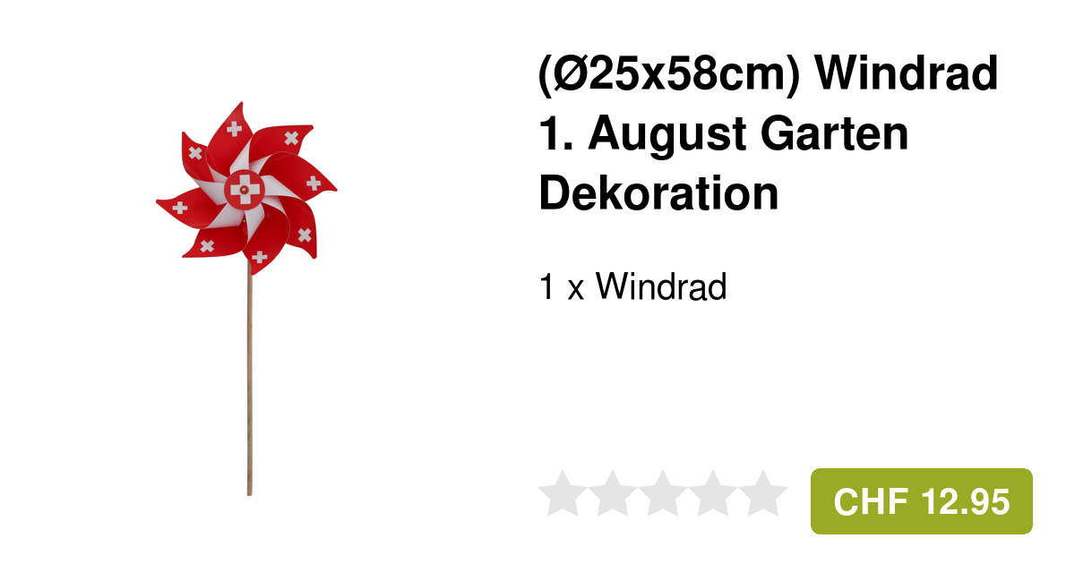 (Ø25x58cm) Windrad Deko Accessoire Schweizer Kreuz