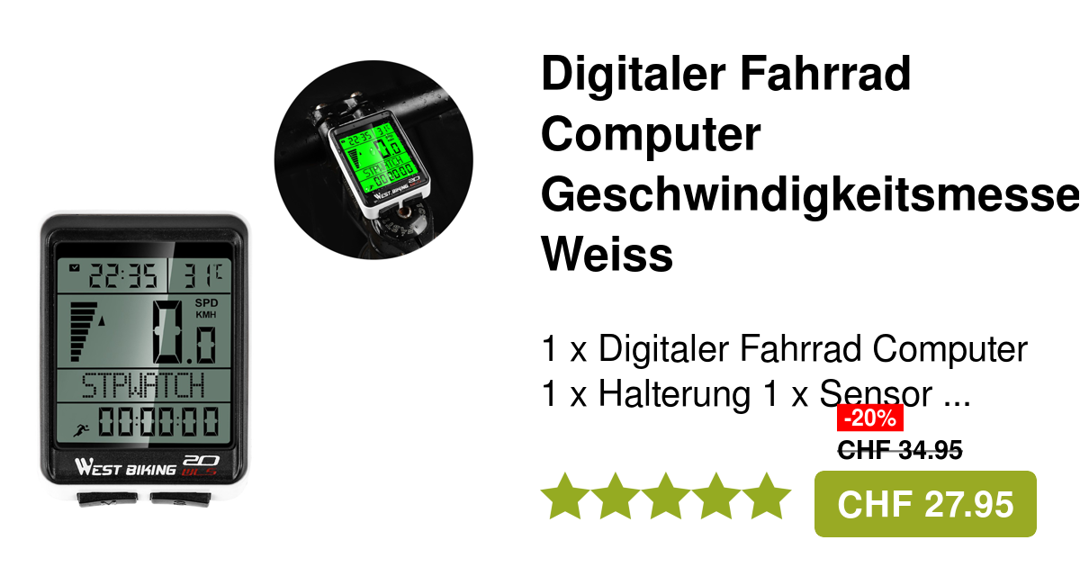 West Biking Digitaler Fahrrad Computer Kabellos Weiss