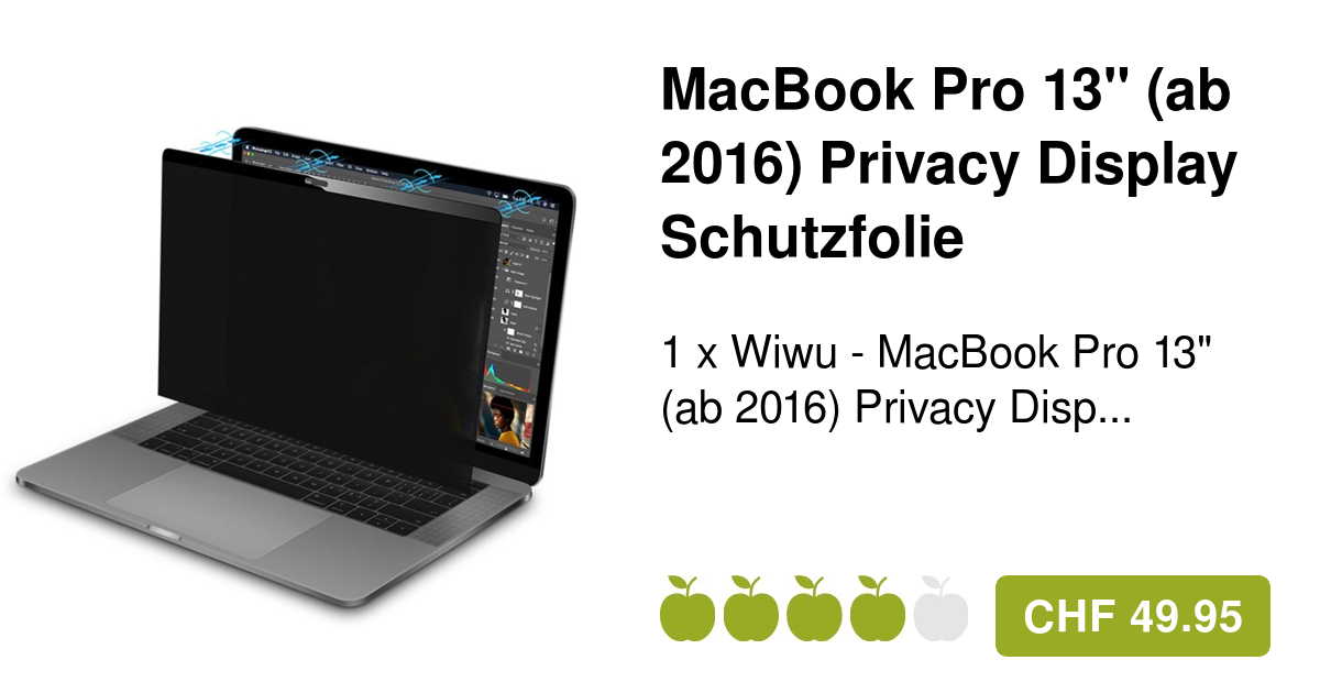 MacBook Pro 13 (ab 2016) Privacy Schutzfolie Anti Spy