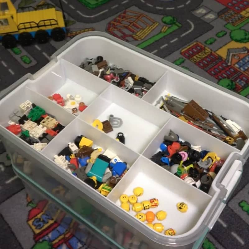 300x225mm Kinder Klemm Baustein Organizer Box Blau