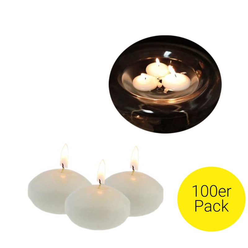100er Set) Romantische Wasser Schwimm Kerzen Weiss