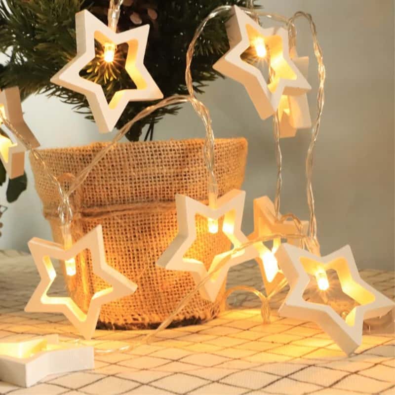 10er Led Weihnachts Lichterkette Stern Design