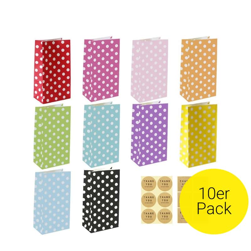 10 Papiertüten rot Punkte Polka Dots Tütchen Geschenktüten Candy Geburtstag 10 Papiertüten rot Punkte Polka Dots Tütchen Geschenktüten Candy Geburtstag