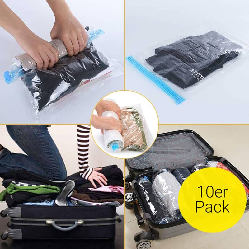 10er Set Koffer Organizer Kompressions Beutel Transparent