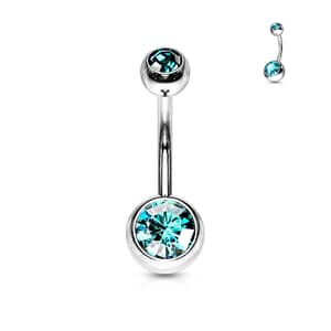 Bishilin Bauchnabelpiercing – Chirurgenstahl Silber, Mit Zirkonia-Anhänger, 14G, Bananabell-Piercing