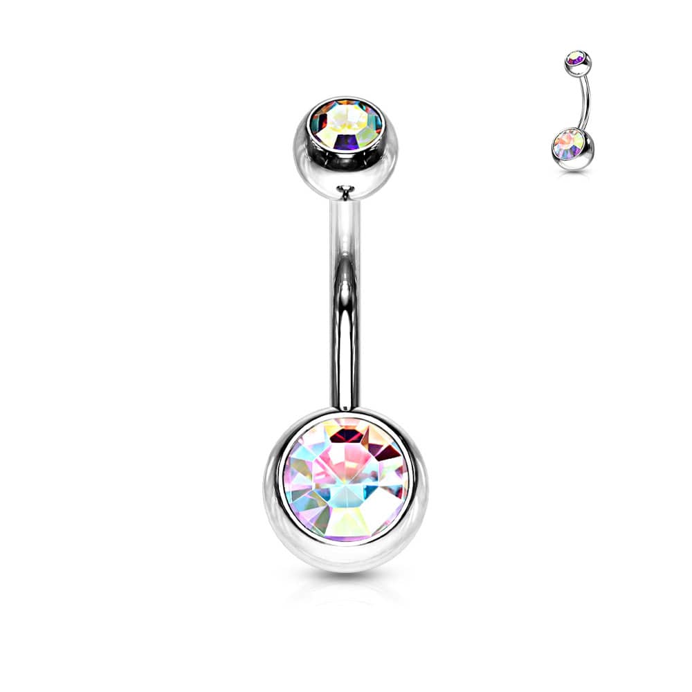 Lot De 5 Piercings Nombril Femme – Acier Chirurgical 316L, 14G, Styles Cœur, Fleur, CZ, Argent/or - 10