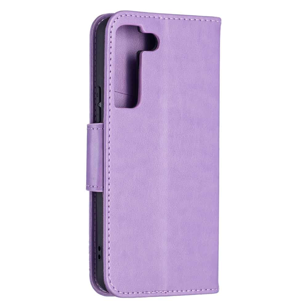 Samsung Galaxy S22 5G Leder Tasche Schmetterling Lila
