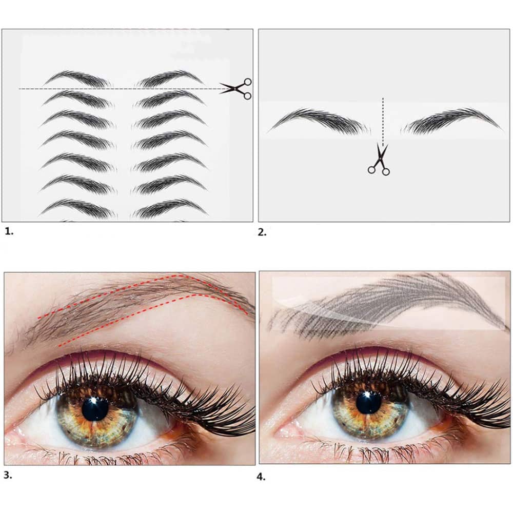 4 Bögen Augenbrauen Tattoo Aufkleber – Wasserdichte Falsche Augenbrauen Für Natürlichen Look