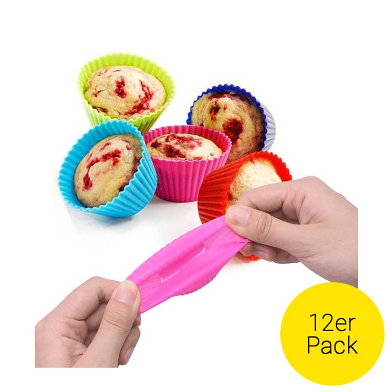 12er Set Silikon Cupcake Förmchen Muffin Assortiert