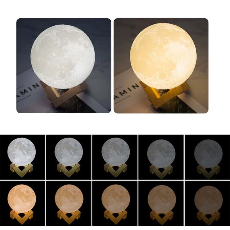 Ø12cm 3D LED Mond Lampe Nachtlicht Deko Beleuchtung
