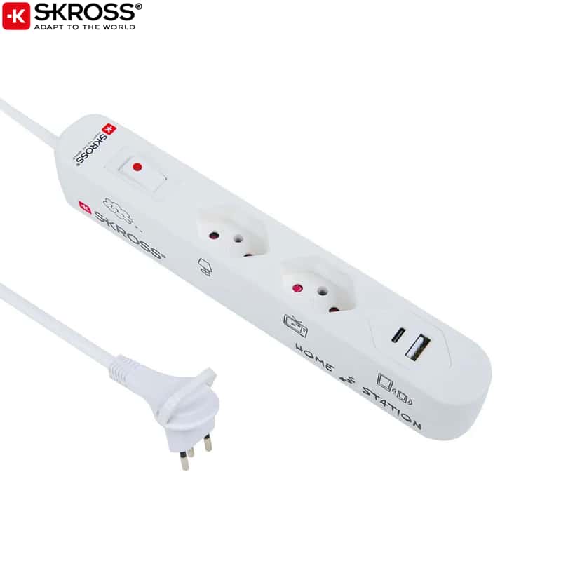 Skross 2-fach Steckdosenleiste mit USB C und USB A