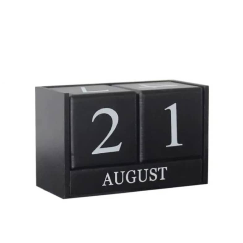 Calendrier Perpétuel En Bois De Bureau - Cubes Date Et Mois, Décoration Vintage - 5