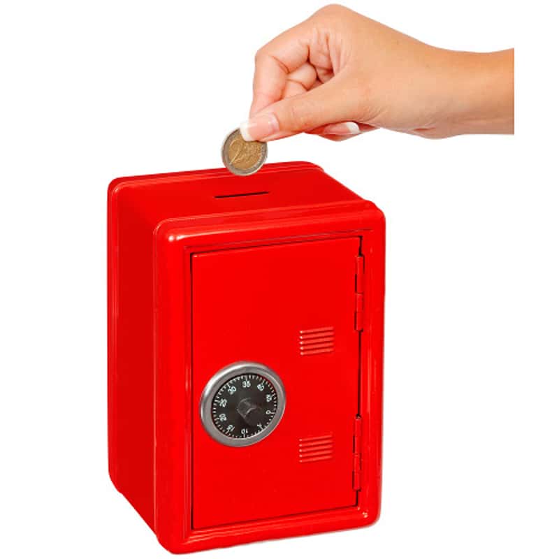 2x Spartresor rot im Set Safespardose Spardose Minitresor Moneybox Geldbüchse 