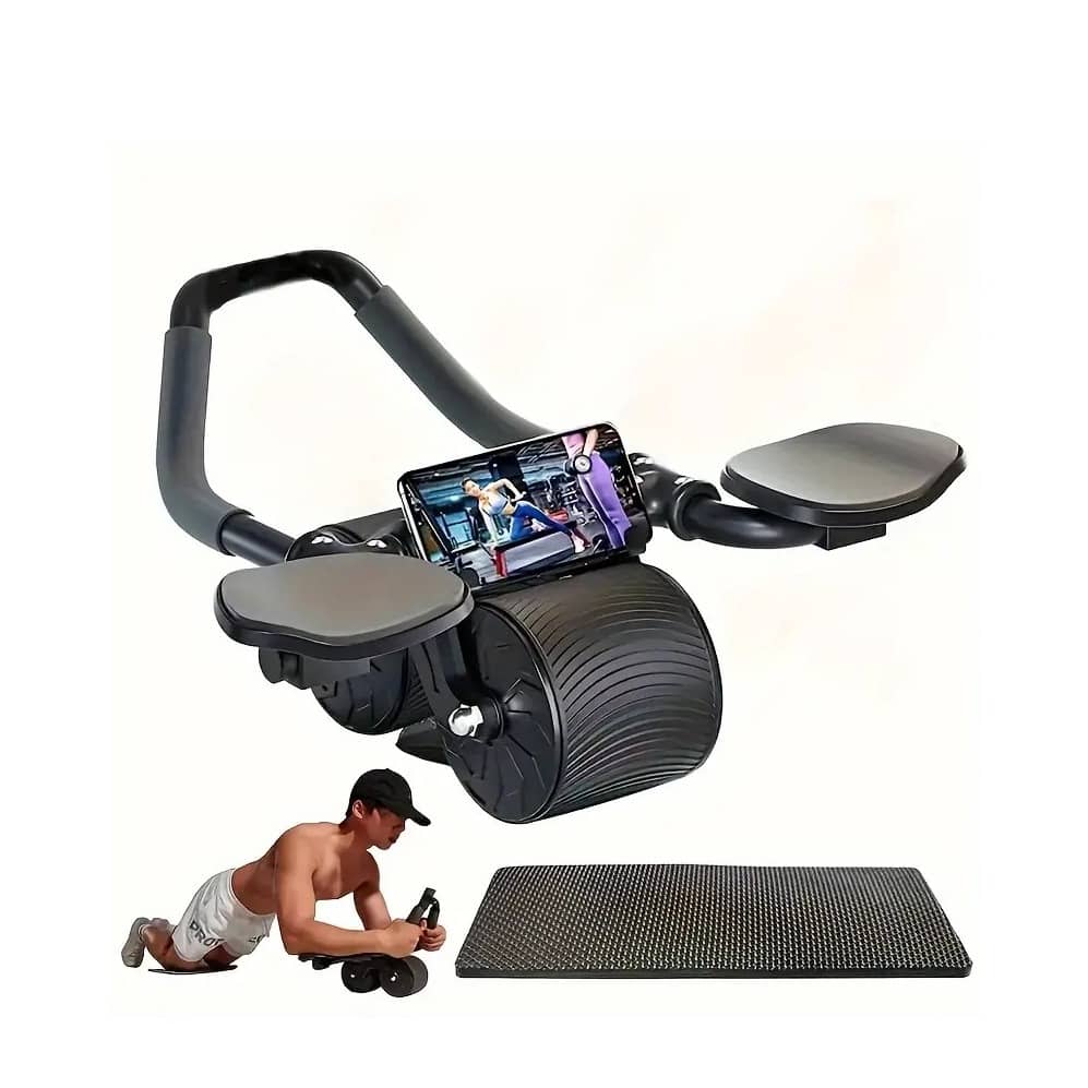 Pack Fitness 5 En 1 : Roue Abdominale + Poignées Pompe + Corde à Sauter + Barre Souple