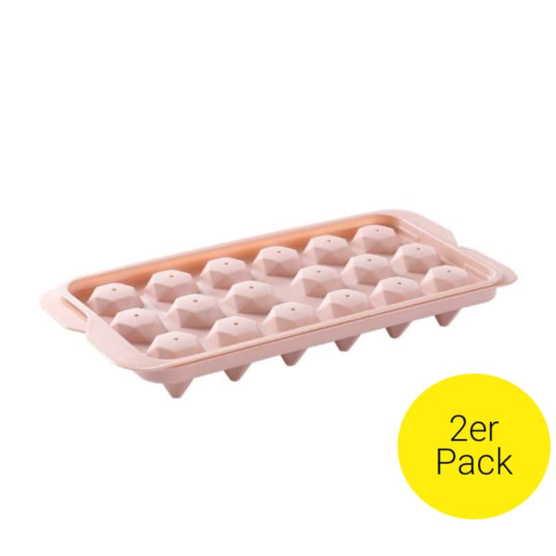 2er Set 18 Fach Diamant Eiswurfelform Kunststoff Rosa