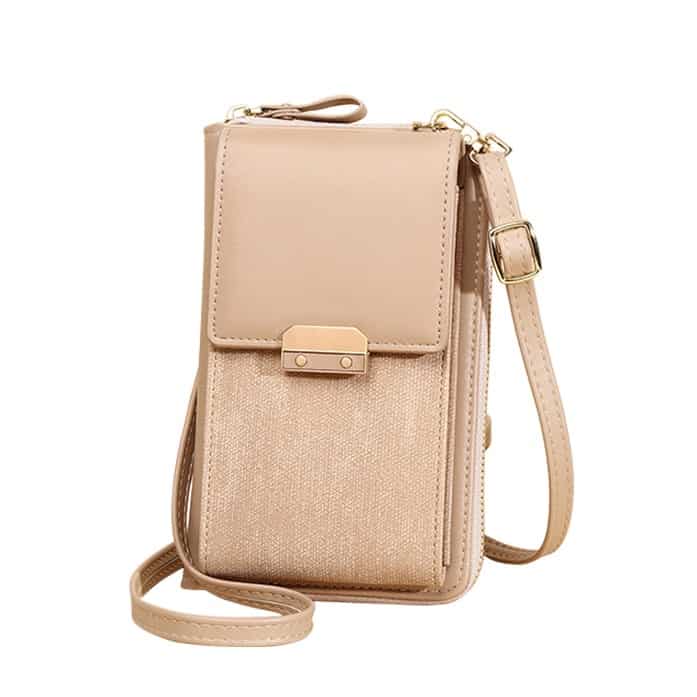18x10x5cm) Leder Umhängetasche Crossbody Bag Gold