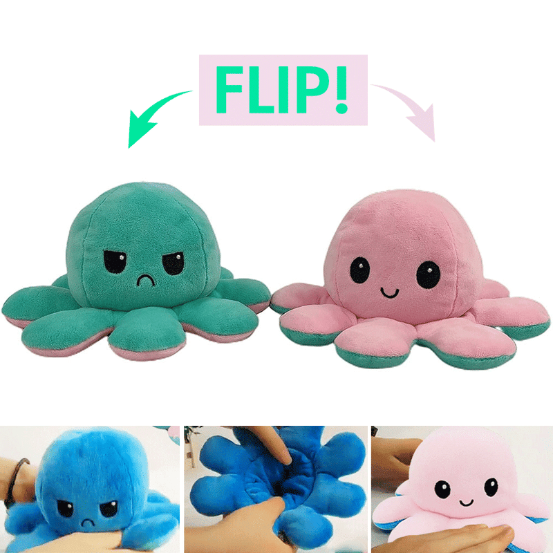 Doppelseitiger Mood Oktopus Pluschtier Rosa Grun
