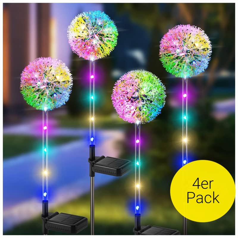 4er Set) LED Solar Pusteblume Garten Beleuchtung