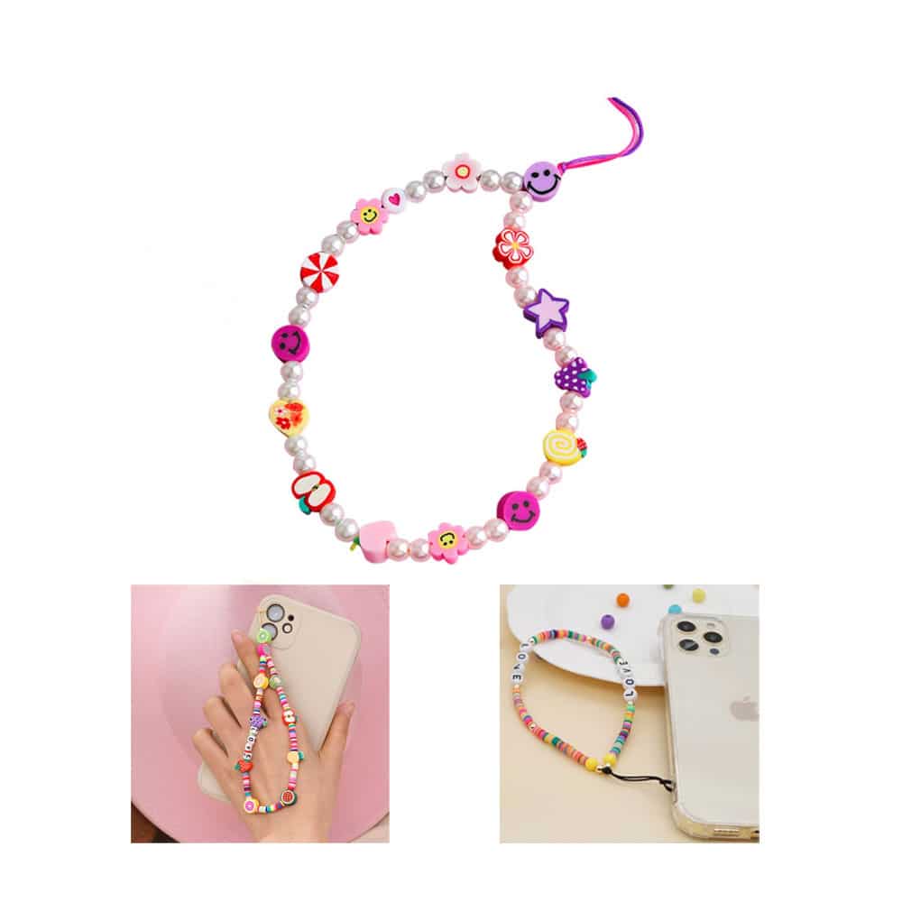 Ouligay Y2K Handyanhänger Set 3 Stück - Perlen Handykette Mit Schleifen & Rosen