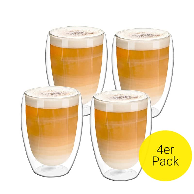 4er Set) 300ml Doppelwandiges Cappuccino Glas