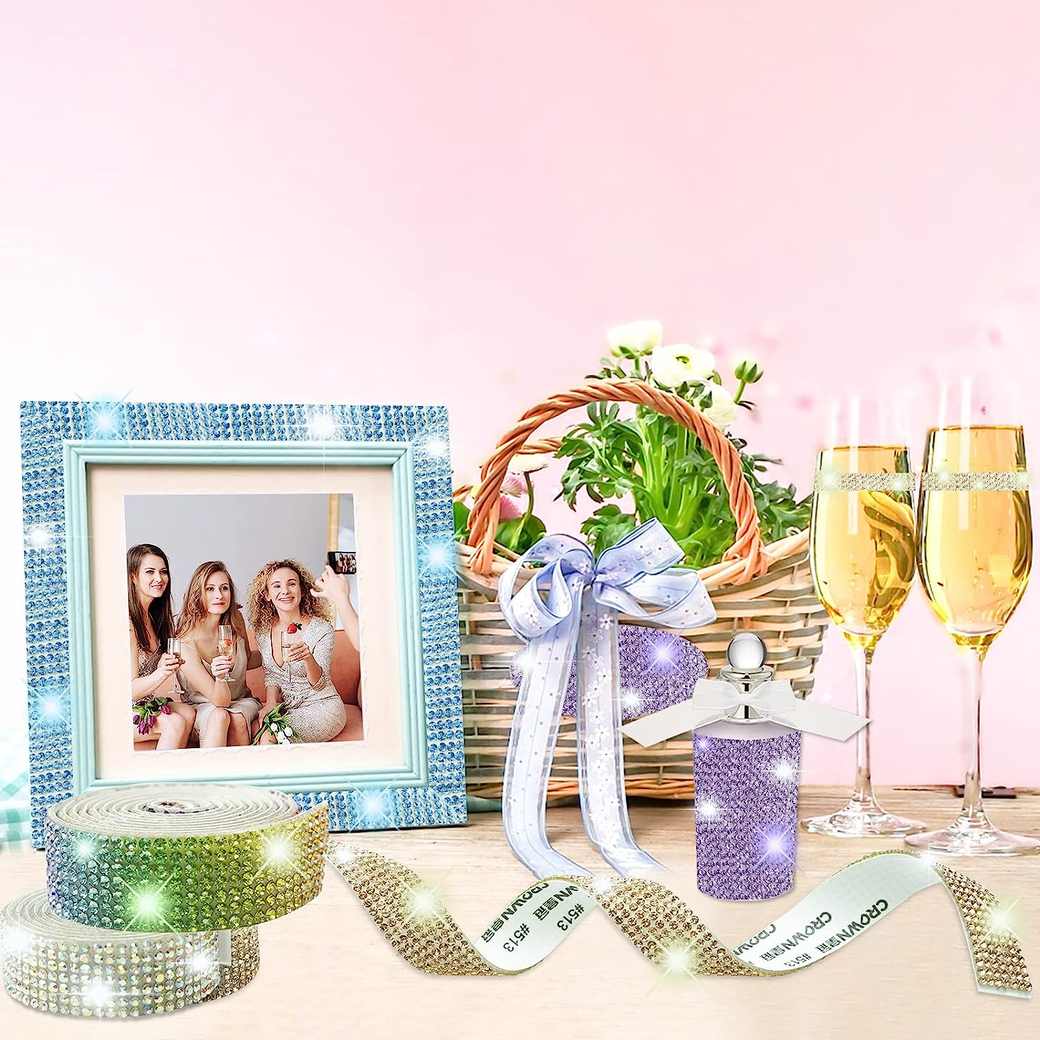 3 Rollen Strassband Selbstklebend - Perlen Glitzerband Für DIY Dekoration