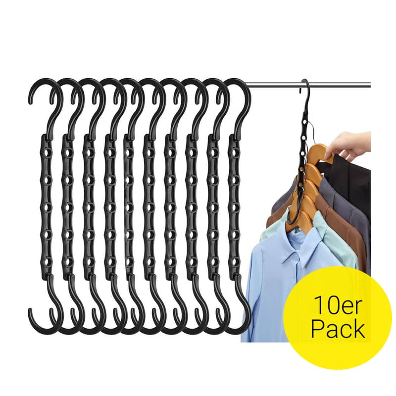 10er Set) Kleiderbügel Faltbarer Haken Organizer