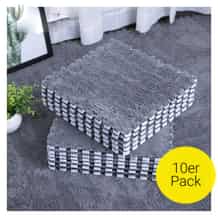 Xiyocadt 10-teiliger Puzzleteppich 30x30cm - Anti-Rutsch Flauschig Grau+Gelb