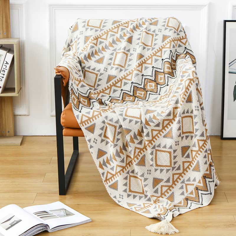 110x130cm Boho Kuschel Decke TV Lounge Strickdecke