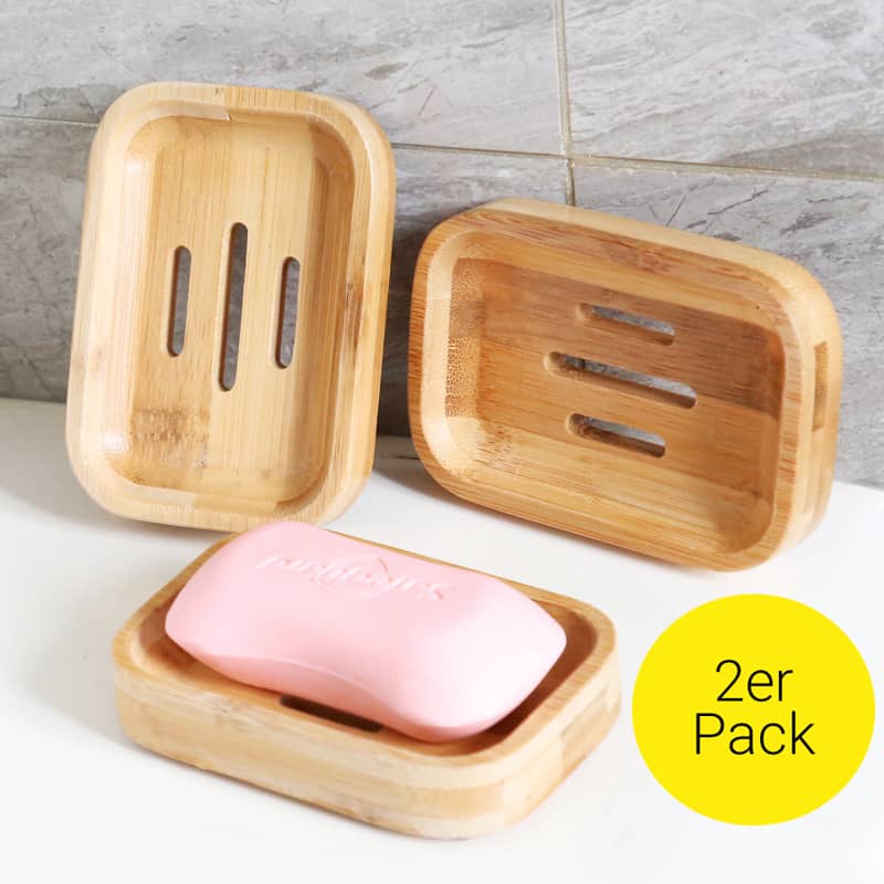 Bambus-Seifenschale Mit Halter – Rutschfeste Seifenablage Für Dusche & Bad, Mit Smiley-Pads