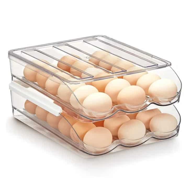 2 Stück Wiederverwendbare Eierboxen - Eier Organizer Für Kühlschrank Beige